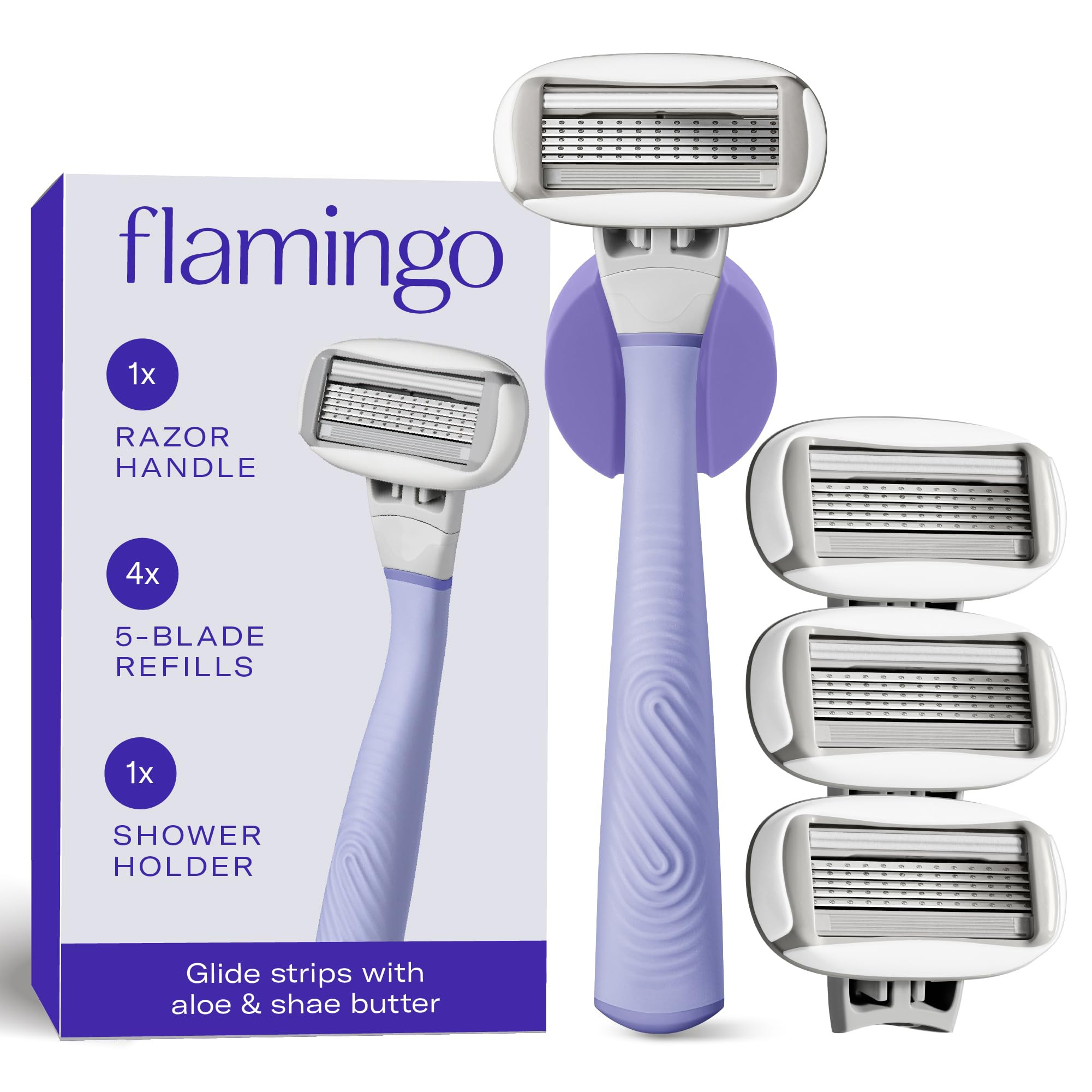 Flamingo Shaving Razor Set for Women - Original Razor Handle, 4 Blade Refills, and Shower Holder ... | Amazon (US)