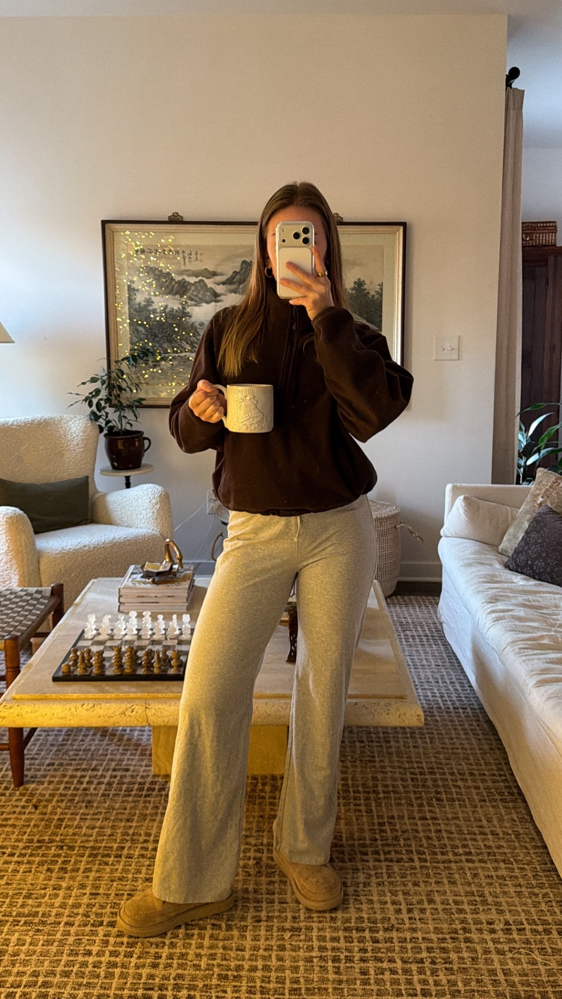 12/12/25 my morning loungewear outfit, linking my Aritzia gray lounge pants and my brown Aritzia quarter-zip fleece. Cozy, comfy, and perfect for slow mornings at home

#LTKHoliday #LTKootd #LTKmorningroutine