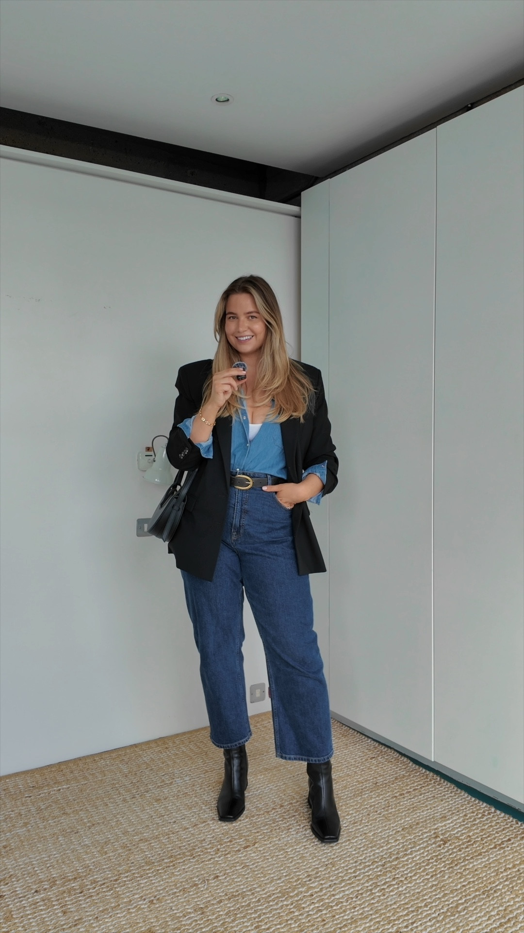 **8/30** midsize spring outfit ideas 🌷

Stripe & Stare bra + briefs [1X]

Sezane blue denim shirt [18]

Everlane jeans [W33]

Hedda black heel boots [size up]

Black oversized blazer [OOS Mango]

Gold buckle belt [OOS Topshop]

Polene handbag [unable to tag]

spring outfit // midsize outfit // midsize style // spring outfit idea // spring style // midsize fashion // spring fashion // outfit inspiration // double denim // oversized blazer

#LTKmidsize #LTKSeasonal #LTKVideo