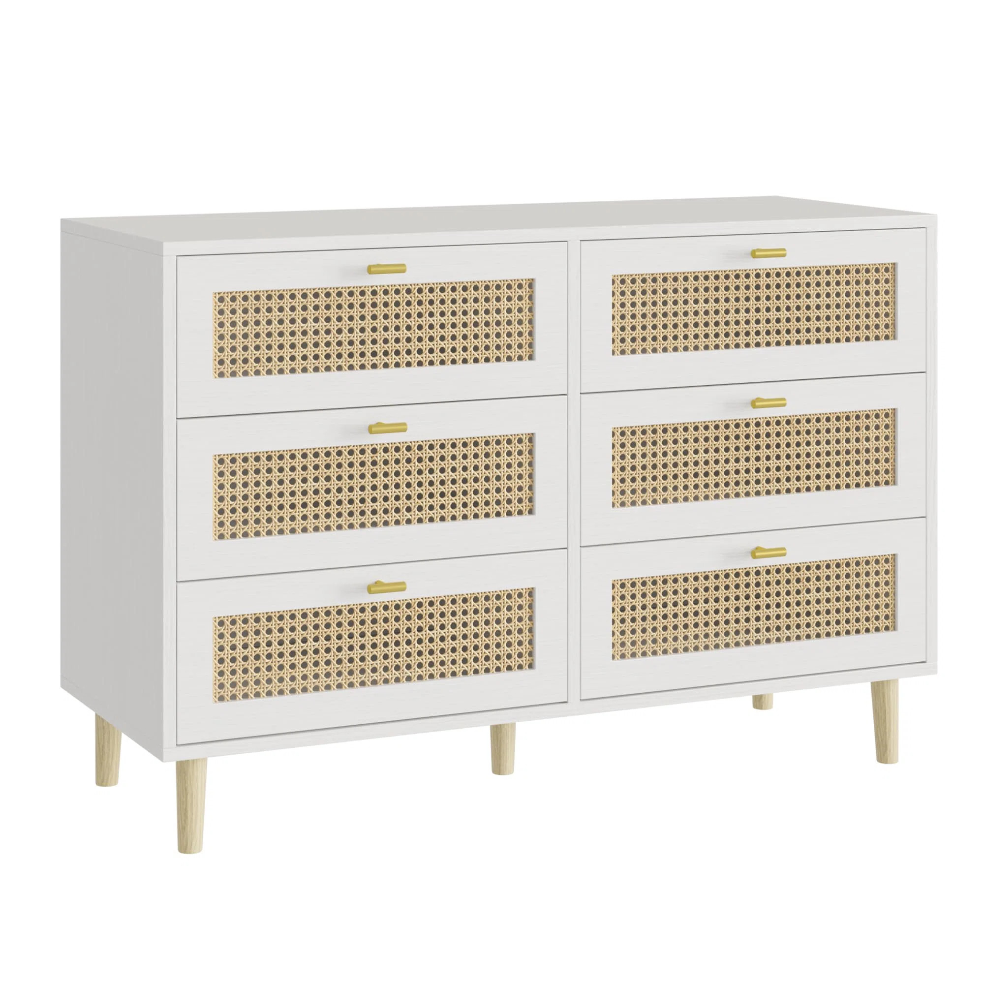 6 Drawer Rattan Dresser for Bedroom, Natural Wood Boho Dresser | Wayfair North America
