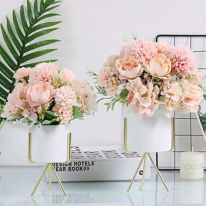KIRIFLY Artificial Flowers, Fake Peony Silk Hydrangea Bouquet Decor Plastic Carnations Realistic ... | Amazon (US)