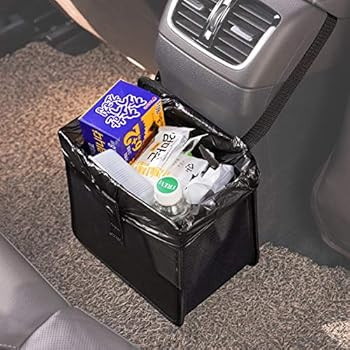 KMMOTORS Foldable Hanging Car Trash Can, Car Trash Bag, Car Trash bin, Vegan Leather and Oxford C... | Amazon (US)
