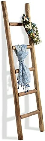 FUIN Fully Assembled 5 Ft Wood Decorative Wall Leaning Blanket Ladders Bathroom Storage Quilt Tow... | Amazon (US)