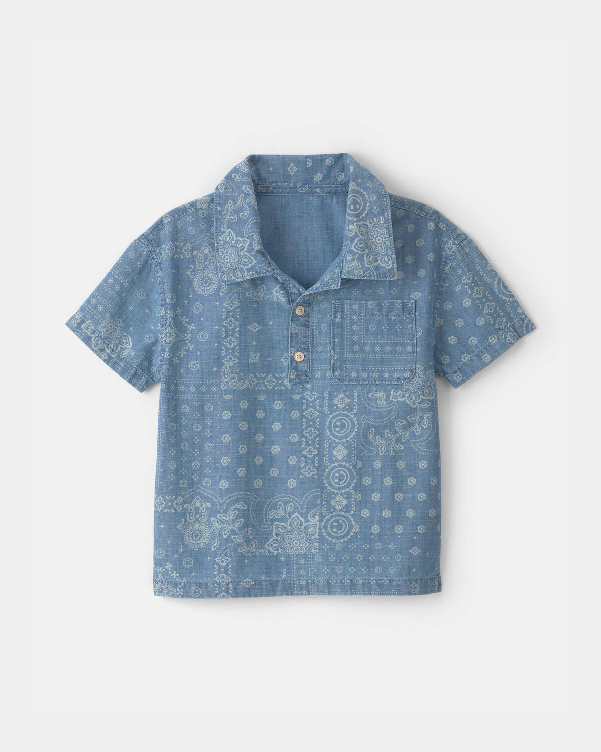 Boys Bandana Chambray Short-Sleeve Polo Shirt - Blue | Carter's Inc