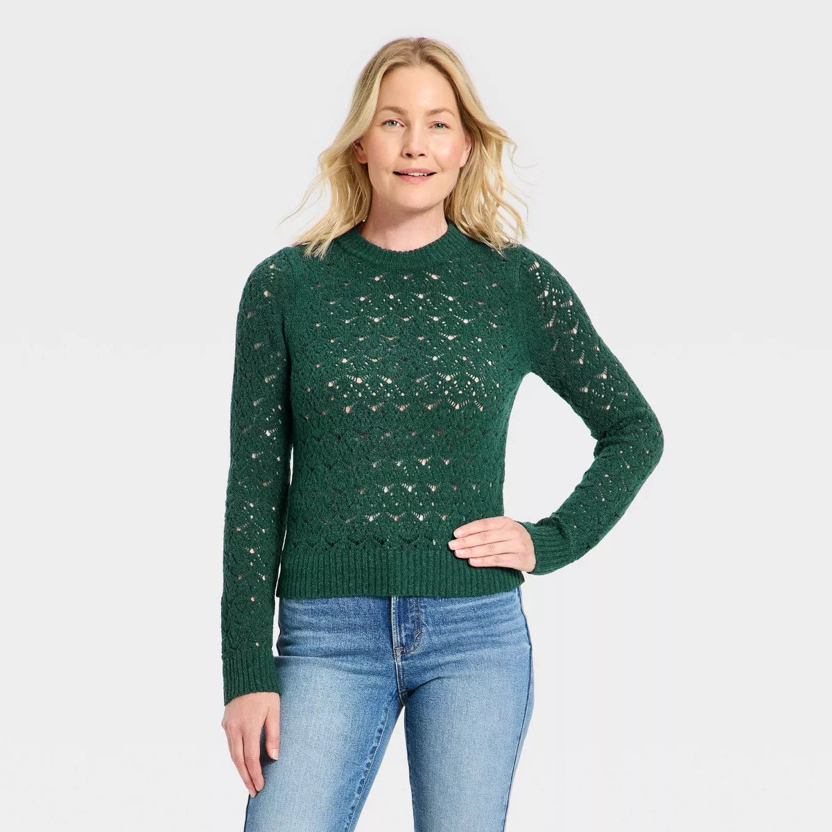Women's Lace Crewneck Pullover Sweater - Universal Thread™ | Target