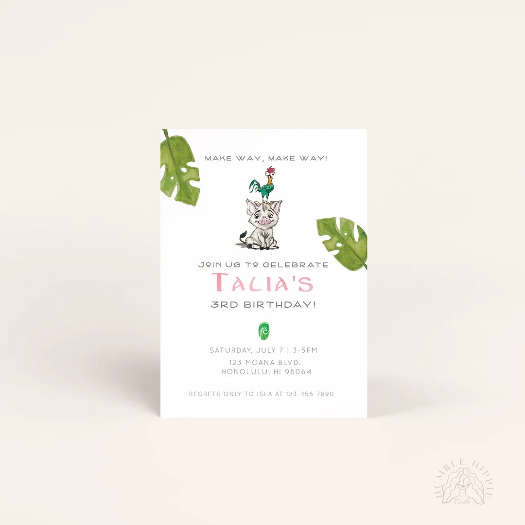 Moana Pua & Hei Hei Digital Invitation - Etsy | Etsy (US)