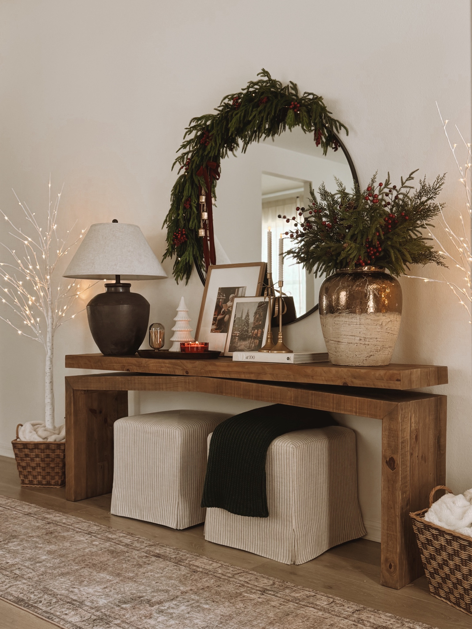 A warm and cozy entryway styling for Christmas ❤️🎄✨ bow candle holders are not linkable but I recently found them at Kirkland’s !

#LTKHome #LTKSeasonal #LTKHoliday