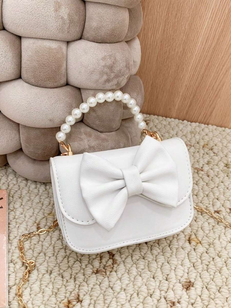 Mini Size Girls Bow & Pearl Decor Chain Crossbody Bag & Coin Purse | SHEIN