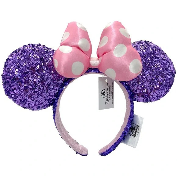Disney Pink Bow with Purple Sequin Ears | Poshmark