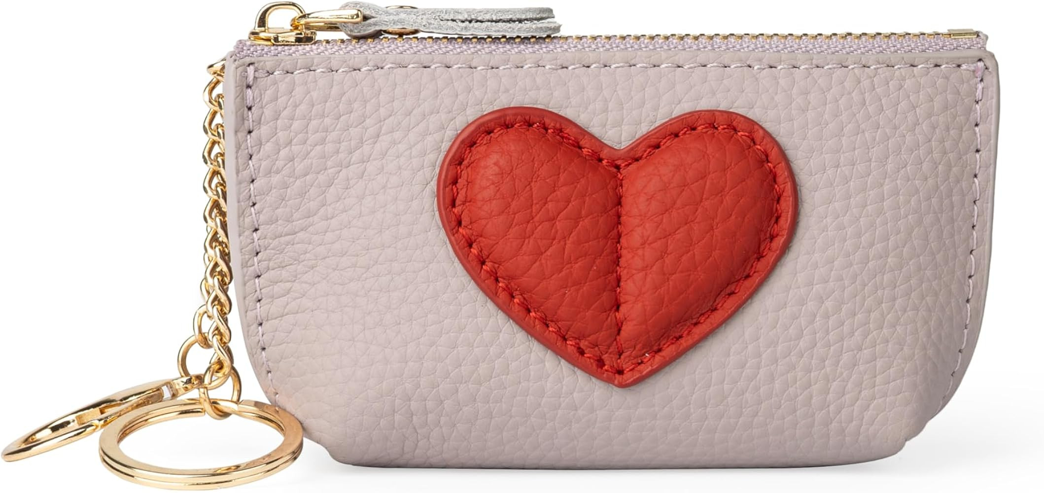 Doris&Jacky Cowhide Leather Coin Purse, Mini Zipper Card Holder With Cute Red Heart Design and Ke... | Amazon (US)