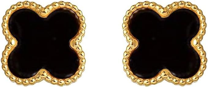HighSpark Clover Earrings for Women | Clover Stud Earrings | Lovely Gift - Black | Amazon (US)