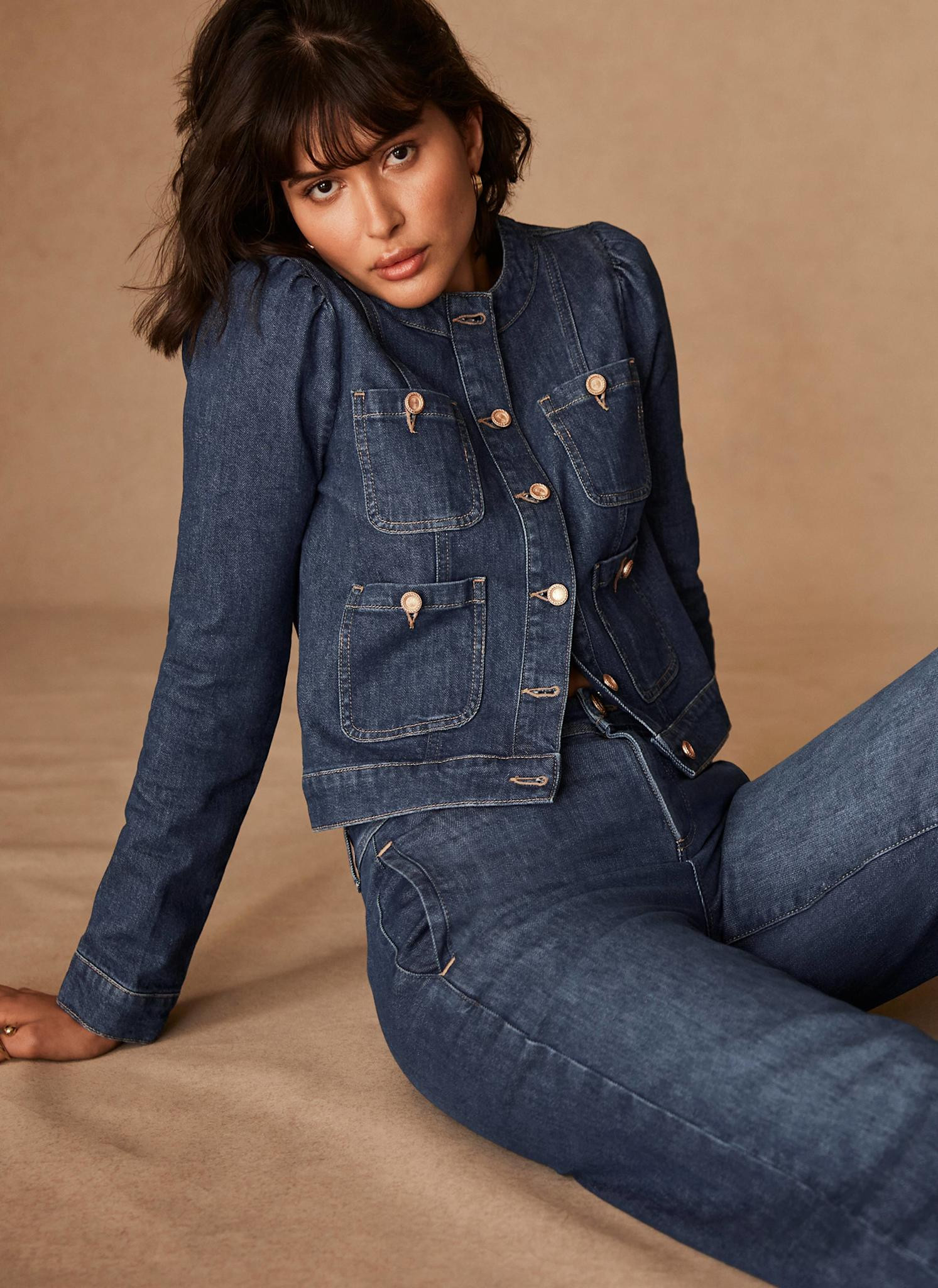 Indigo Denim Cropped Jacket | Mint Velvet
