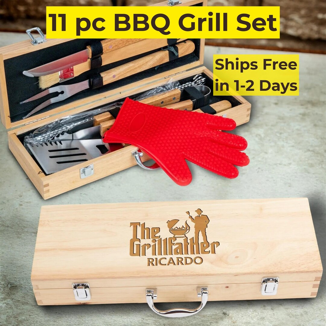 Personalized Gift for Him BBQ Grill Set, Custom Barbecue Tool Kit With Case, Unique Gift for Him,... | Etsy (US)