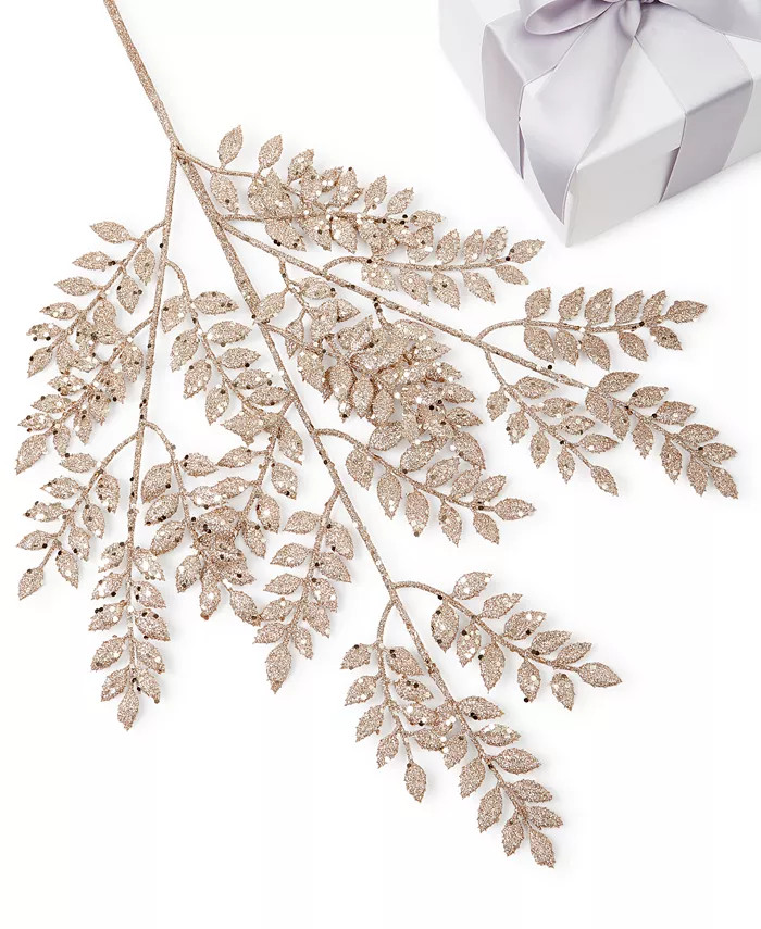 Holiday Lane Linen Holiday Gold-Tone Glitter Leaves Pick, Created for Macy's & Reviews - Shop All... | Macys (US)