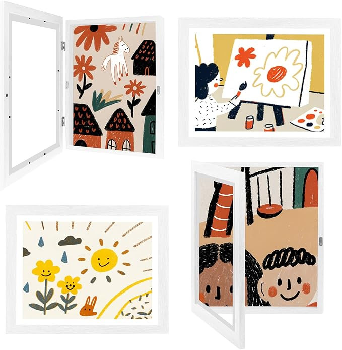4-Pack Kids Artwork Frames 10x12.5 Front Opening Kids Art Frame for Wall Art work Picture Display... | Amazon (US)