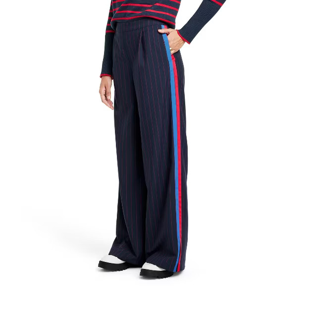 Women's Side Stripe Wide Leg Trousers - La Ligne x Target Navy/Red | Target