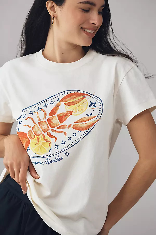 Damson Madder x Anthropologie Plate de Homard Shrunken Graphic Tee | Anthropologie (US)