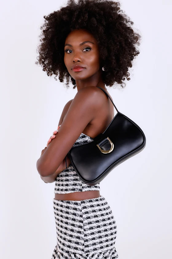 Oh-So Chic Black Buckle Shoulder Bag | Lulus