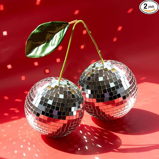 Cherry Disco Ball 2 Pack, Mirror Cherry Shaped Disco Ball Decoration, Cherry Decor for Party, Roo... | Amazon (US)