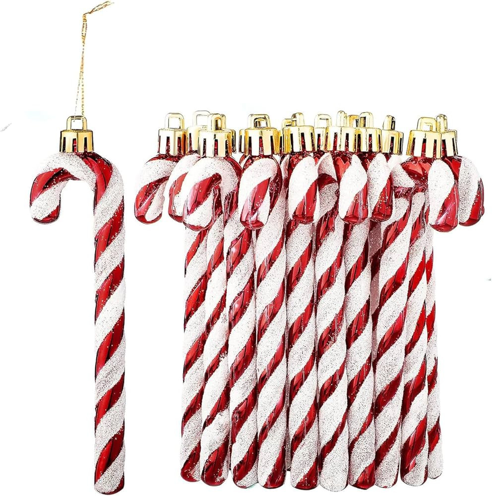 Herzwild 12pcs Weihnachtsbaumschmuck Zuckerstangen-Anhänger Weihnachtsdeko Anhänger Zuckerstang... | Amazon (DE)