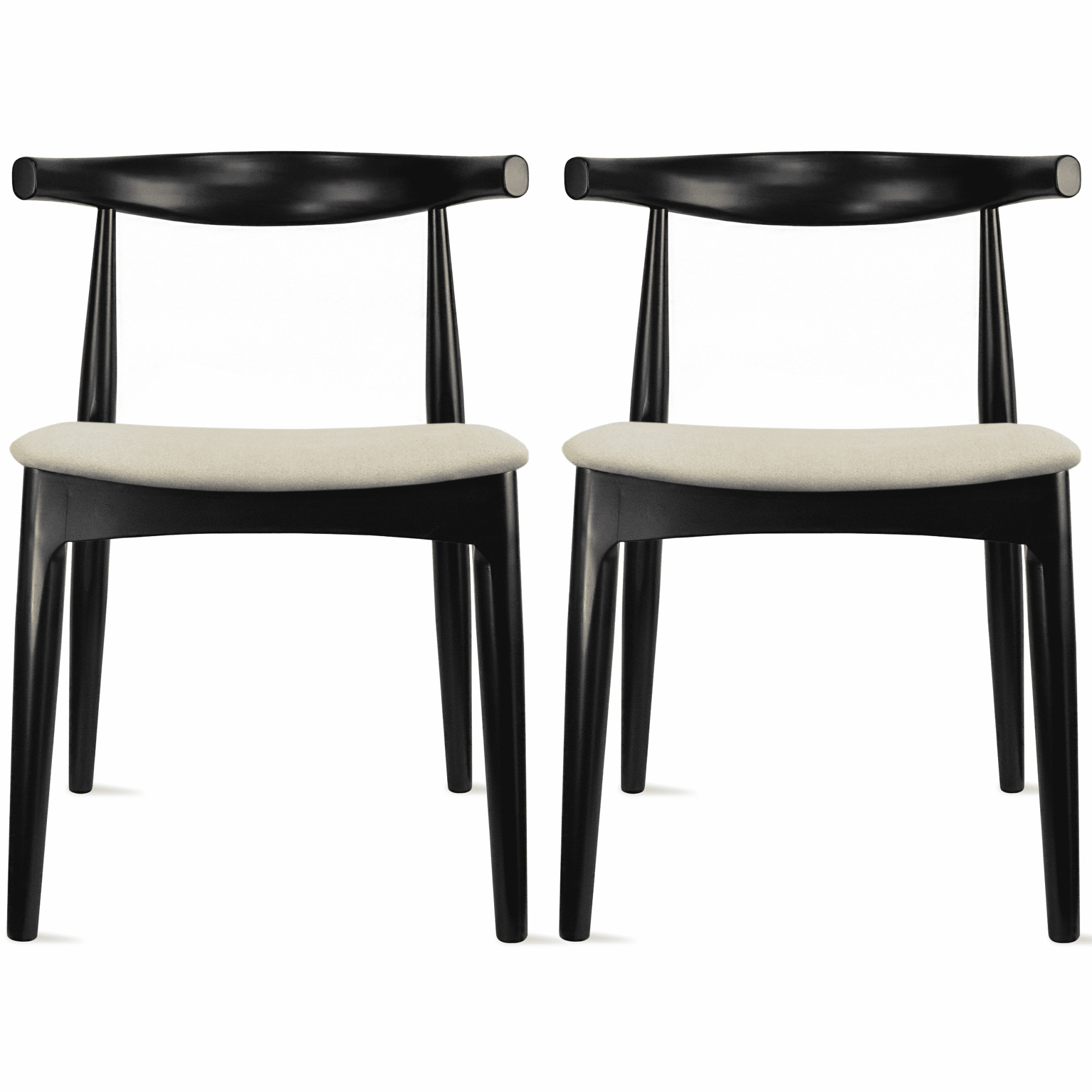 2xhome Set of 2 Contemporary Farmhouse Real Solid Wood Cloth Cushion Seat Dining Chairs Elbow Sid... | Walmart (US)