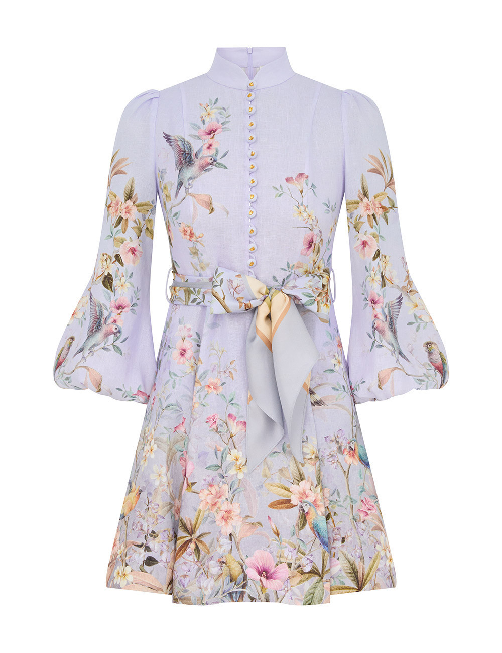 ZIMMERMANN Rebellion Button Mini Dress Blue Aviary Size 0P | ZIMMERMANN (US, CA, EU, MENA)
