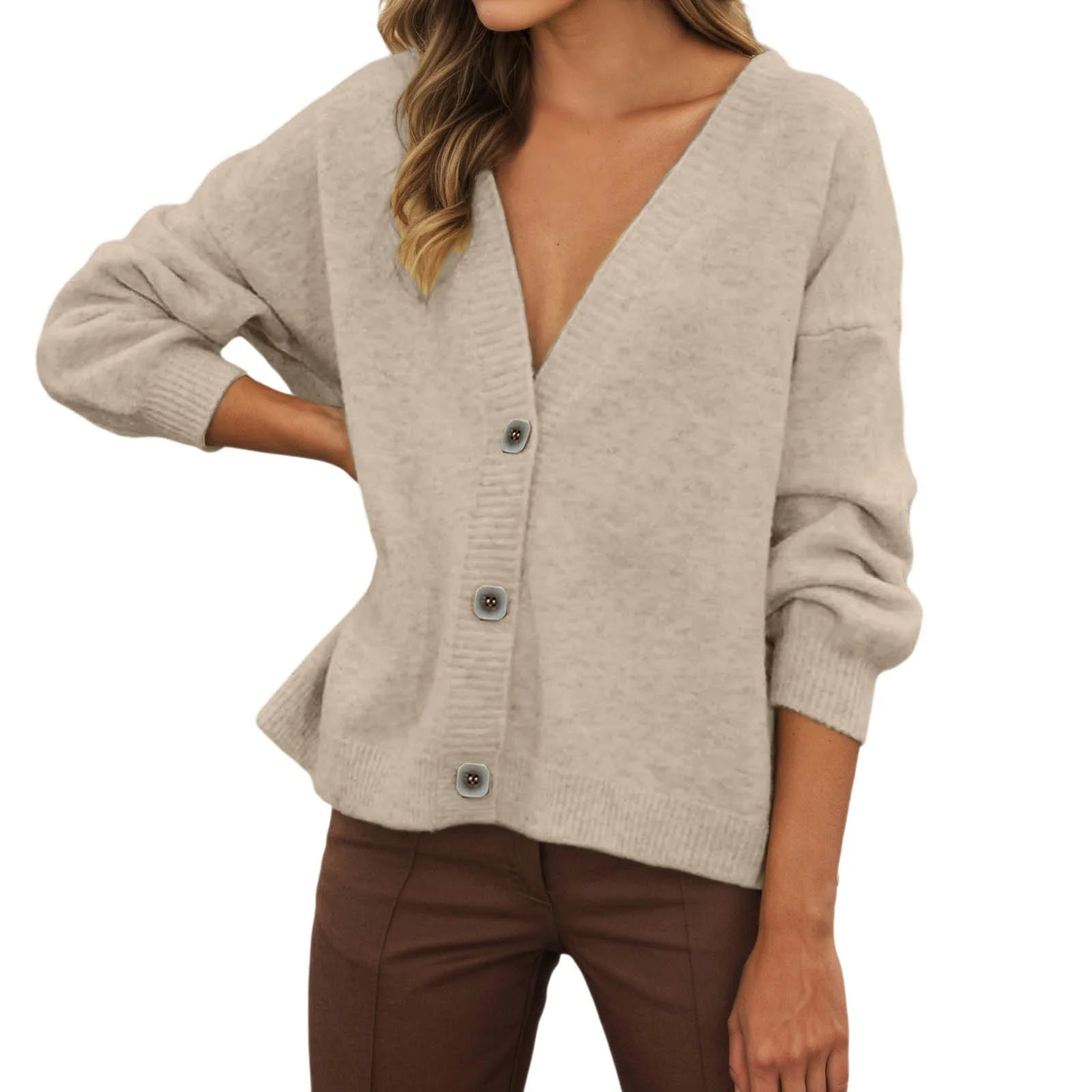 Bibifish Womens Cardigan Sweaters Button Down Long Sleeve Open Front Sweaters Casual Oversized So... | Walmart (US)