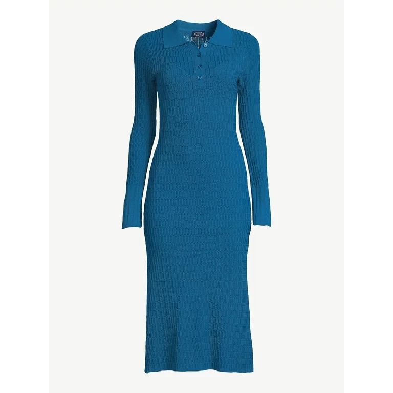 Scoop Women's Sheer Polo Sweater Dress, Sizes XS-XXL | Walmart (US)