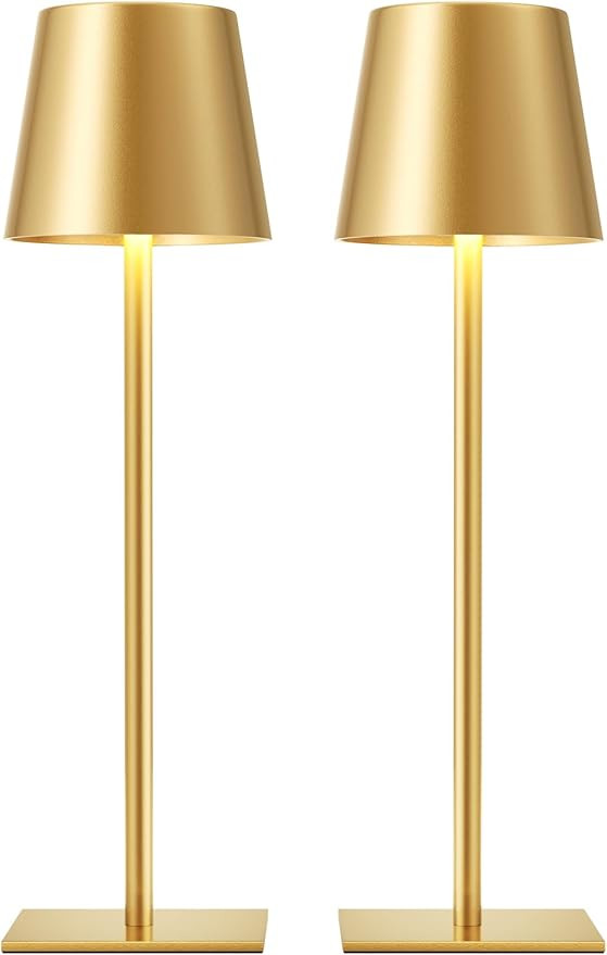 Gold Cordless Rechargeable Table Lamp, 2 Pack Portable Desk Lamp with 5000mAh Battery, Touch Cont... | Amazon (US)