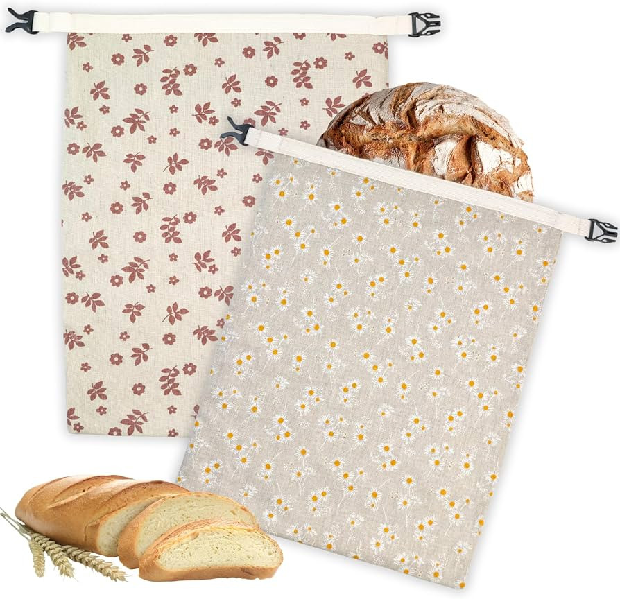 2 Pack Beeswax Bread Bags for Homemade Bread with Zipper, Large 13x17'' Reusable Beeswax Sourdoug... | Amazon (US)
