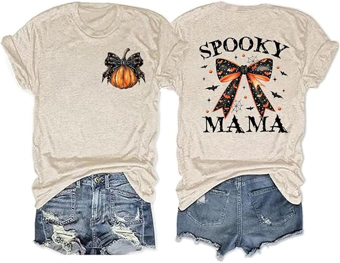 Fall Shirts for Women Halloween Town Bat Ghost Witch Vampire Pumpkin Graphic Front Back Printing ... | Amazon (US)
