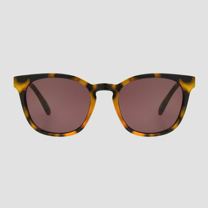 Women's Tortoise Shell Print Square Key Hole Sunglasses - Universal Thread™ Brown | Target