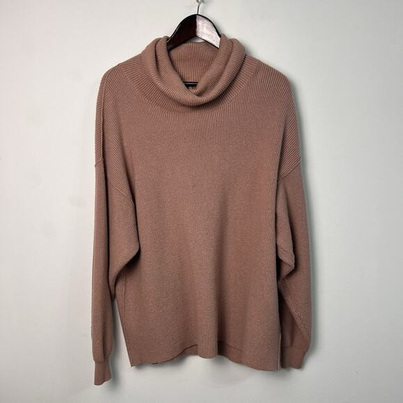 Free People Ribbed Knit Sweater Oversized Turtleneck Cream Women’s Medium | Poshmark
