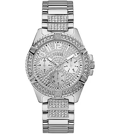 Guess Women's Rhinestone Silver-Tone Multifunction Watch - Silver | Dillard's