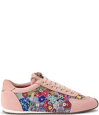 Kurt Geiger London Islington Floral Embroidered Denim Suede Sneakers -  36.5(6.5) | Dillard's
