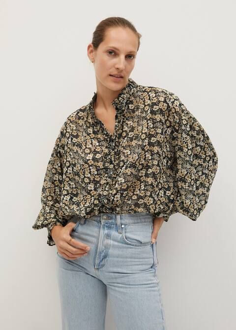 Sheer printed blouse | MANGO (US)
