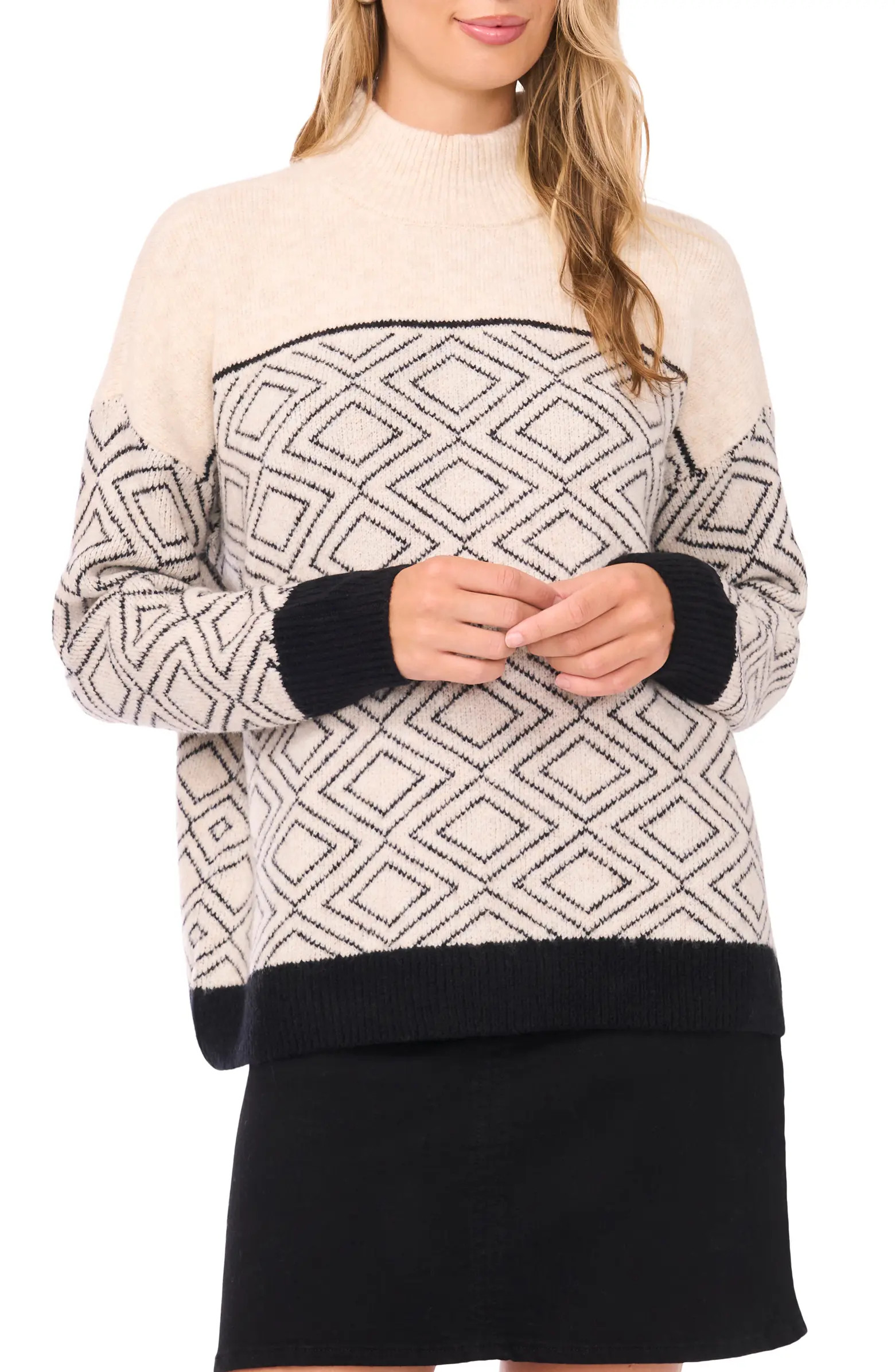 Diamond Motif Mock Neck Sweater | Nordstrom