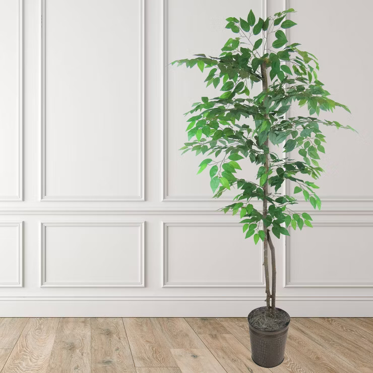 6' Artificial Ficus Tree in Embossed Metal Base (Round) – LCG Florals | Target