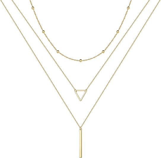 Turandoss Gold Layered Necklaces for Women - 14K Gold Plated Handmade Multilayer Bar Pearls Coin ... | Amazon (US)