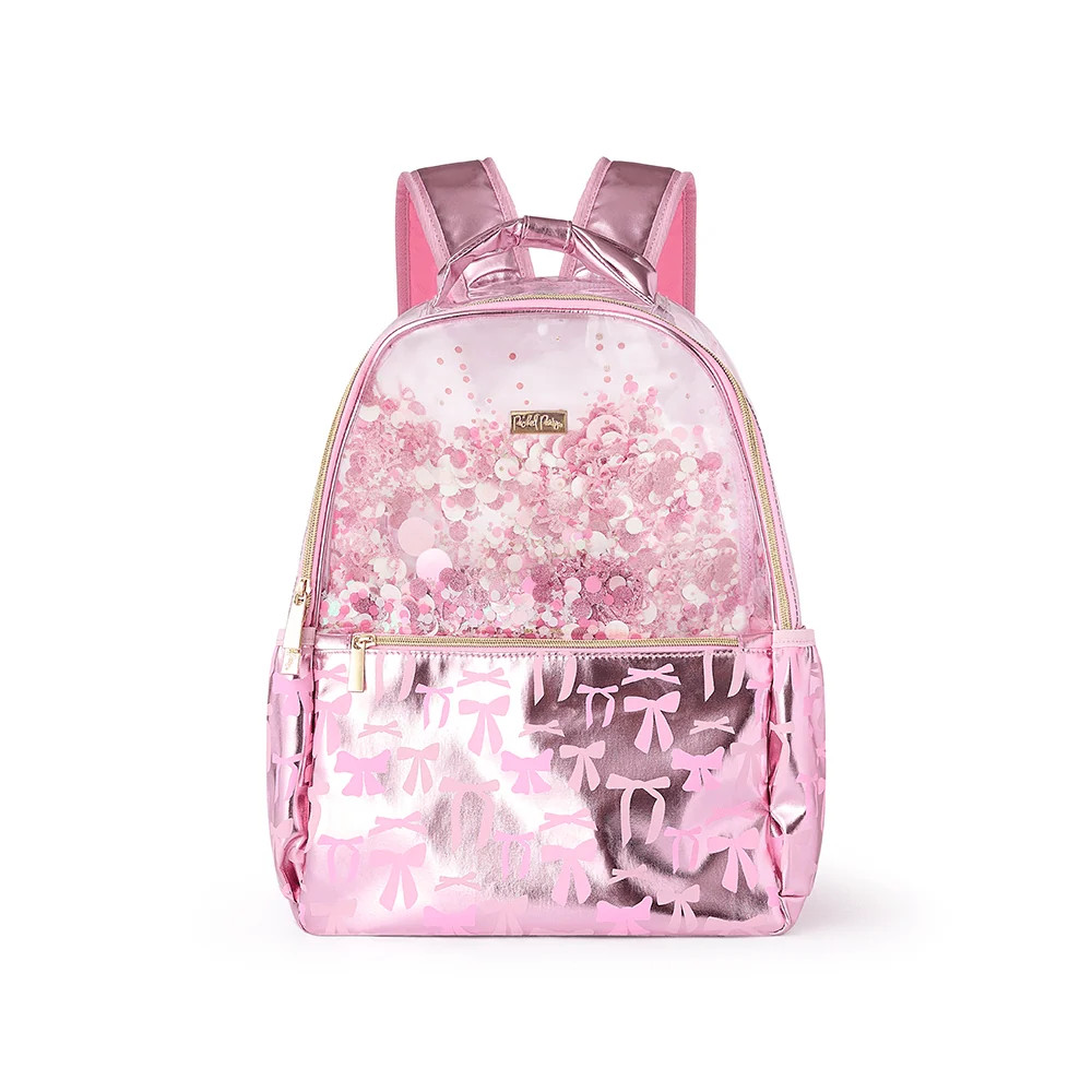 Pink Bow Confetti Clear Backpack | Packed Party