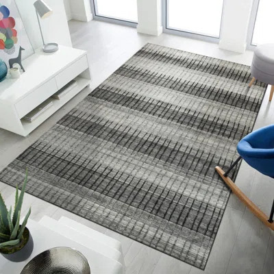 Doncho Modern Gray Hand Knotted Wool & Viscose Rug | Wayfair North America