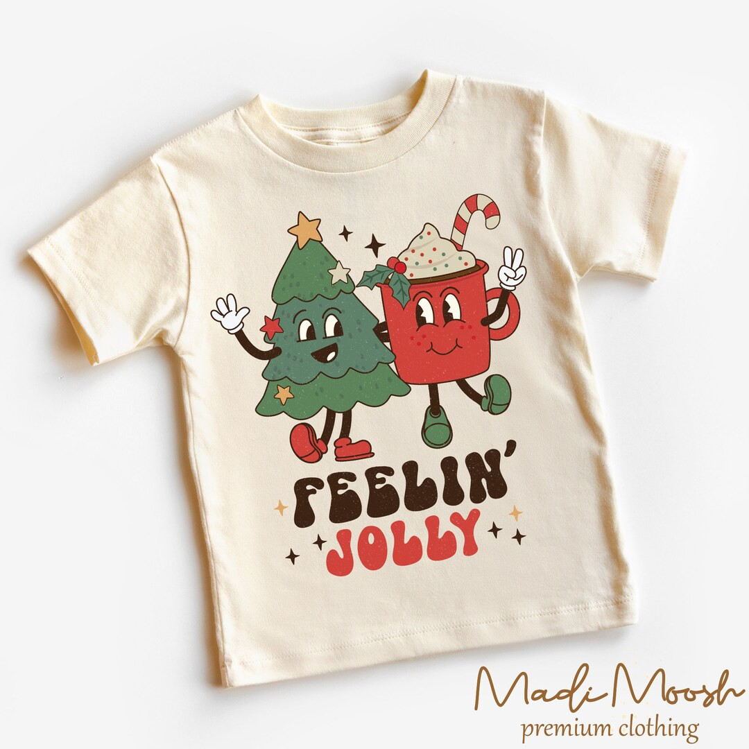 Feelin Jolly Christmas Toddler Shirt - Funny Cute Christmas Kids Shirt - Natural Toddler Tee | Etsy (US)