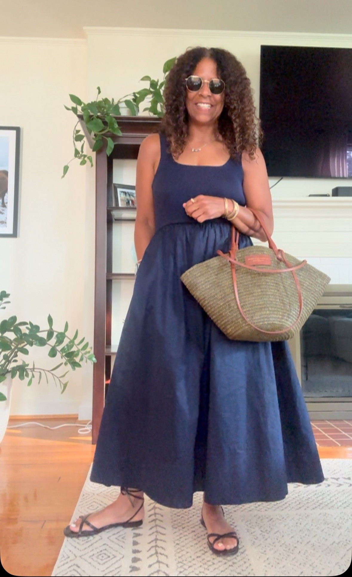 Closet staples 

🕶️@nataliebortondesigns
Dress tts @tuckernuck
Sandals tts @margauxny
Bag @sezane 
Navy dress 
Wrap sandals 

#LTKStyleTip #LTKSeasonal