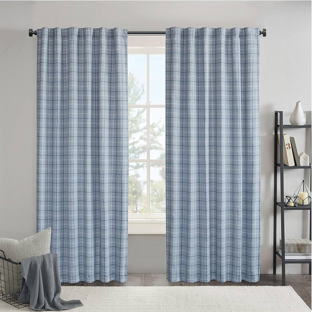 Madison Park Window Curtain for Living Room Thermal Insulated Fleece Lining, Cabin Plaid Curtain ... | Amazon (US)