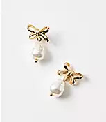 Pearlized Bow Drop Delicate Earrings | LOFT
