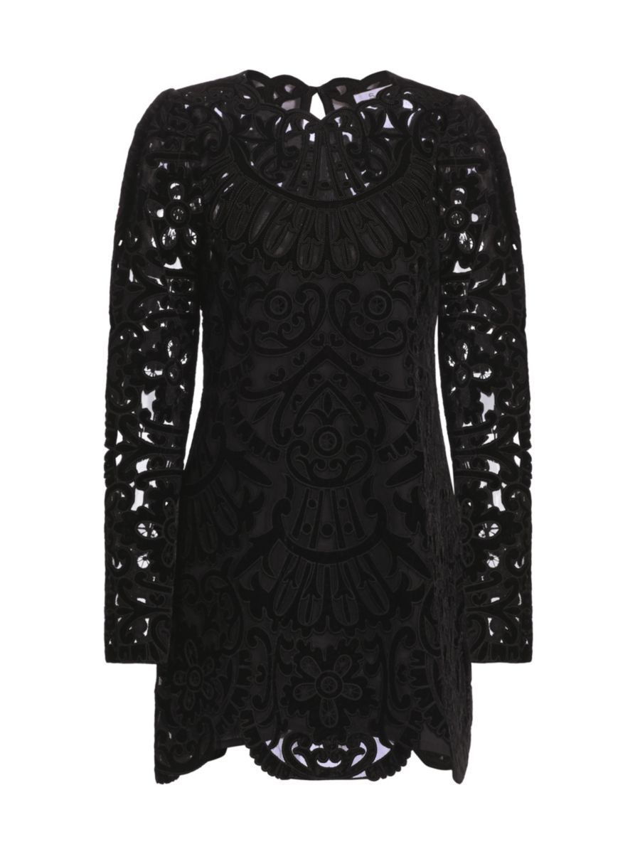 Dana Embroidered Velvet Dress | Saks Fifth Avenue