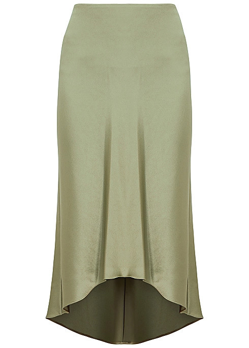 Maeve sage satin midi skirt | Harvey Nichols (Global)