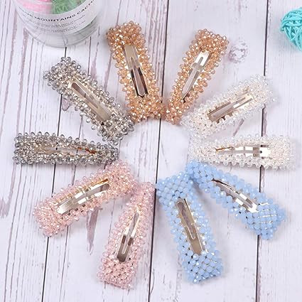 10 PCS Rhinestone Hair Clips for Women and Ladies Shining Crystal Snap Clips Different Color Rhin... | Amazon (US)