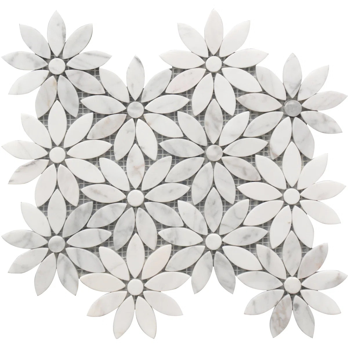 White Marble Daisy Flower 10x12 Mosaic Tile – Floral Backsplash Tile for Kitchen, Bathroom & Sh... | Wayfair North America