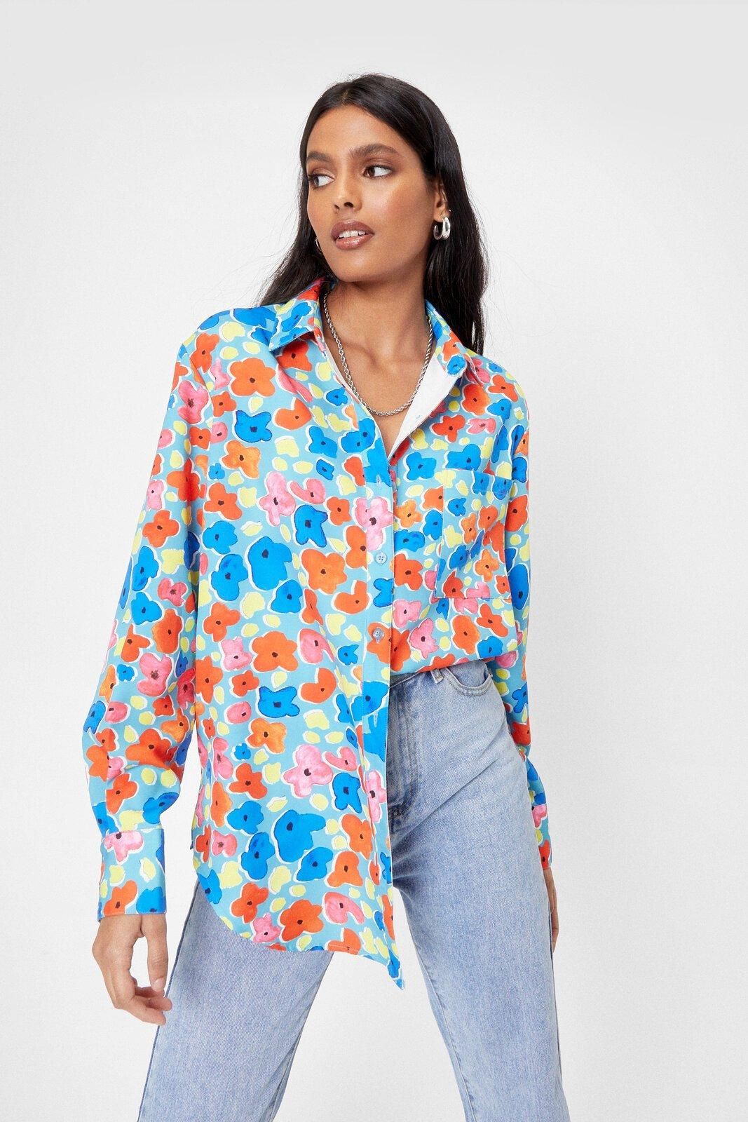 Floral Oversized Button Up Shirt | NastyGal (UK, IE)
